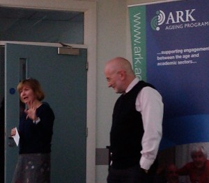 Lorna Montgomery from Queen's University and John Williams, at a seminar on 21 October 2015
