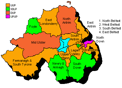 northern ireland westminster election 1992 map